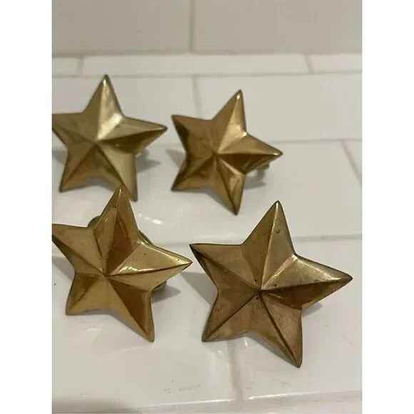 Vintage Brass Star Napkin Rings (10) - Picture 3 of 5